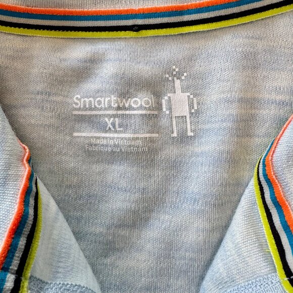 SMARTWOOL Classic Thermal Merino Base Layer Kids XL Blue 1/4 Zip Shirt Top Girls - Picture 11 of 11